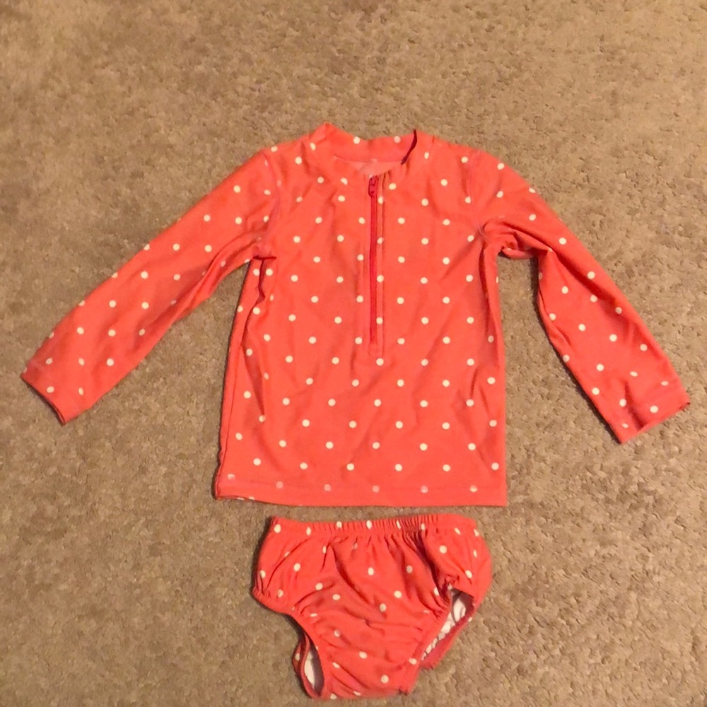 Primary Pink Polk-a-Dot 18-24 Month Bathing Suit
